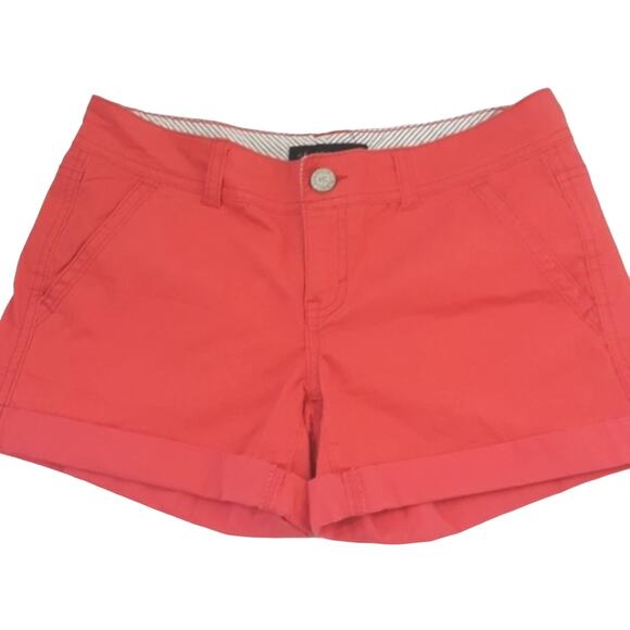 Aeropostale Womens Sz 0 Midi Twill 4'' Inseam Cuffed Low Rise Orange Shorts - Picture 1 of 13